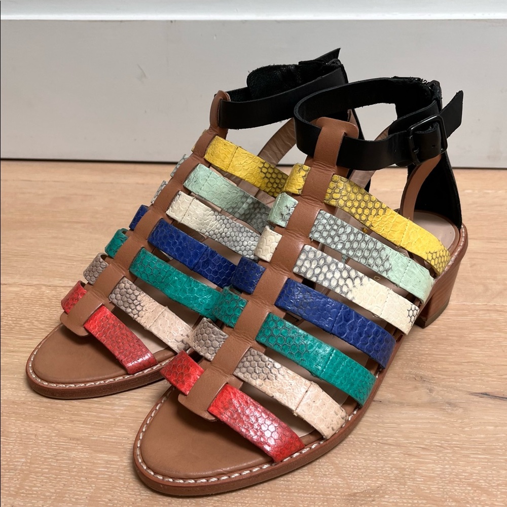 Loeffler Randall Rooney Fisherman Sandal in multi-color snakeskin